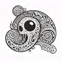 creepy ghost In sea shell   tattoo design idea