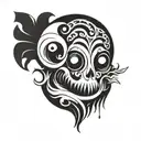 creepy ghost In sea shell   tattoo design idea