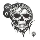 creepy ghost In sea shell   tattoo design idea