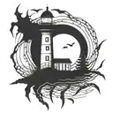 dark spook Erie creepy lighthouse spikes simple  tattoo design idea
