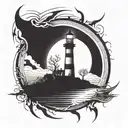 dark spook Erie creepy lighthouse spikes simple tattoo design idea