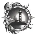 dark spook Erie creepy lighthouse spikes simple tattoo design idea