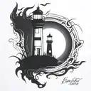 dark spook Erie creepy lighthouse spikes simple tattoo design idea