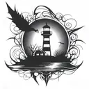 dark spook Erie creepy lighthouse spikes simple tattoo design idea