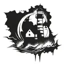 dark spiked chaos lighthouse simple tattoo design idea