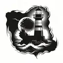 dark spiked chaos lighthouse simple tattoo design idea