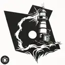 dark spiked chaos lighthouse simple tattoo design idea