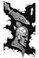 A 3 theme cross between english crusaders, 1300s scottish warriors and 1100s Viking warriors. Full sleeve, black and blu tattoo design idea
