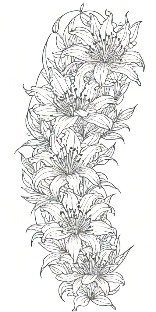 spider lily flowers blooming with red lotus flower tattoo design idea