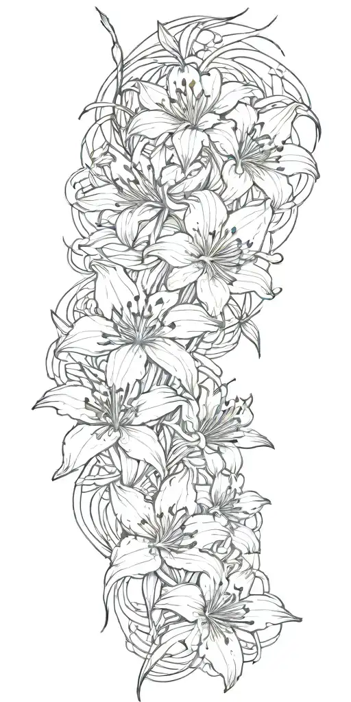  Yant Suea Liaw Lung and spider lilies tattoo design idea