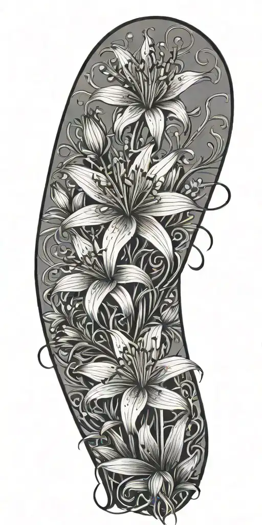 spider lily flowers blooming tattoo design idea