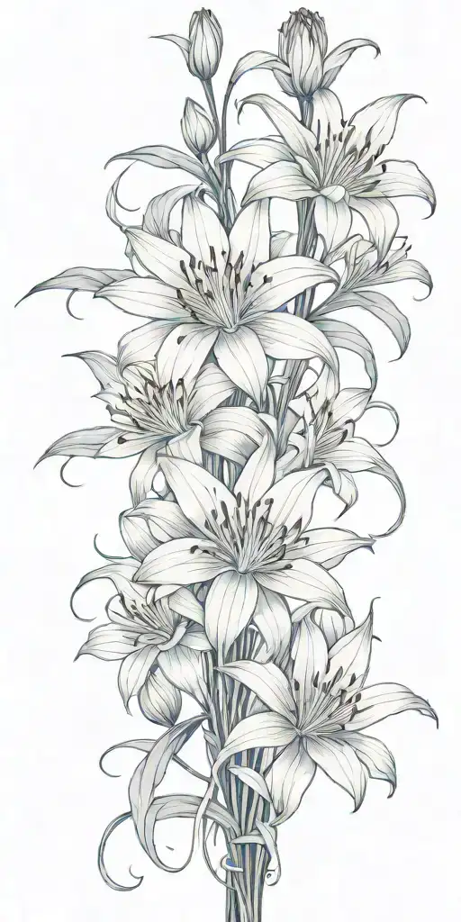 spider lily flowers blooming with red lotus flower and space between the flowers. Add a snake in as well tattoo design idea