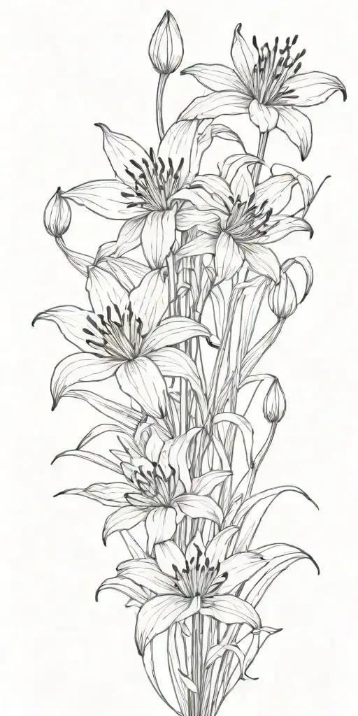 spider lily flowers blooming with red lotus flower and space between the flowers. Add a snake in as well tattoo design idea