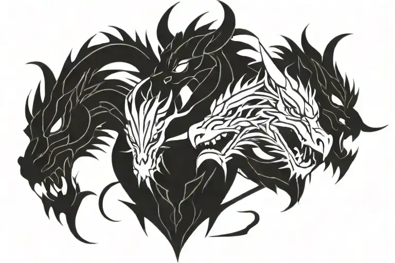 three head dragon inspired tattoo design idea