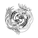 yin yang pheonix and dragon tattoo design idea