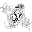 yin yang pheonix and dragon tattoo design idea