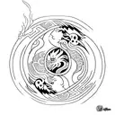 yin yang pheonix and dragon tattoo design idea