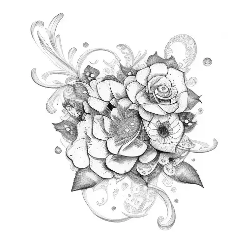 brazalete y flores tattoo design idea