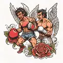 angel boxing demon good vs evil boxing tattoo design idea