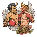angel boxing demon good vs evil boxing tattoo design idea