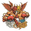 angel boxing demon good vs evil boxing tattoo design idea