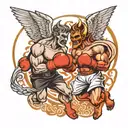 angel boxing demon good vs evil boxing tattoo design idea