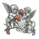 boxing angels vs demons tattoo design idea