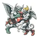 boxing angels vs demons tattoo design idea
