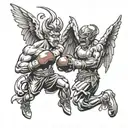 boxing angels vs demons tattoo design idea