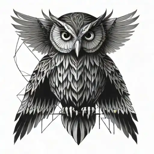 owl with wings, dark gothic Style arm tattoo tattoo design idea