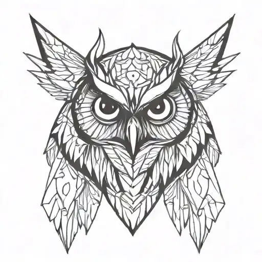 owl face with wings, dark gothic Style arm tattoo tattoo design idea