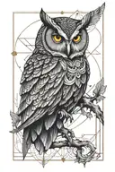realistic owl with wings, dark gothic Style arm tattoo tattoo design idea
