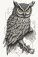 realistic owl with wings, dark gothic Style arm tattoo tattoo design idea
