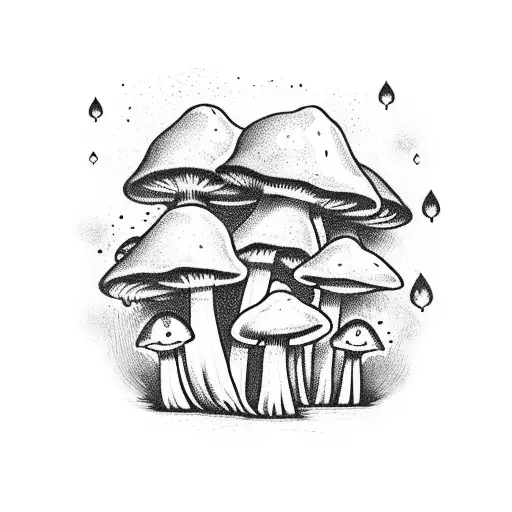 A book with magical mushrooms growing out of it tattoo design idea