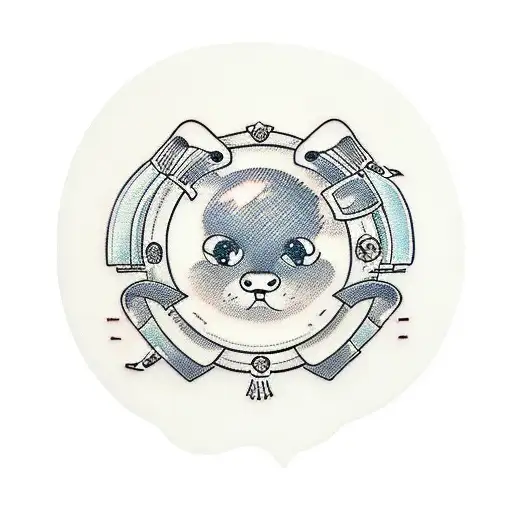 Speaker with a cute face, fat lines tattoo design idea
