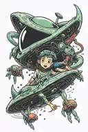 alien abduction scene with a UFO tattoo design idea