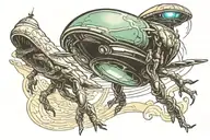 alien abduction scene with a UFO tattoo design idea