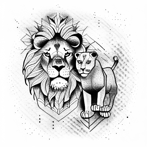 Lion and Lamb tattoo design idea