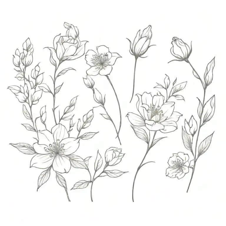 February May August October November birth flower bouquet tattoo design idea