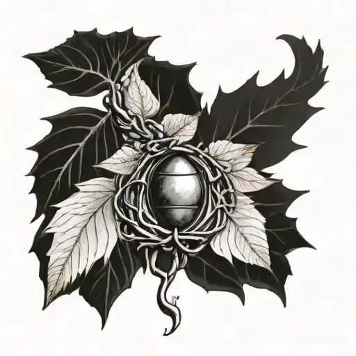 lotr and acorn branch tattoo design idea