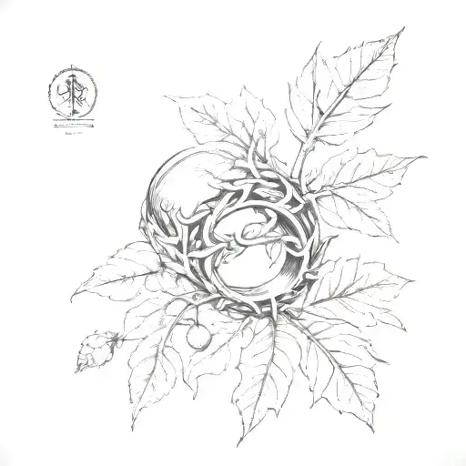 barahir's ring and acorn branch tattoo design idea