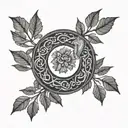 ouroboros and acorn leaf tattoo design idea
