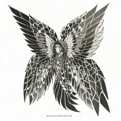 space angel wings symmetrical holy transparent background tattoo design idea