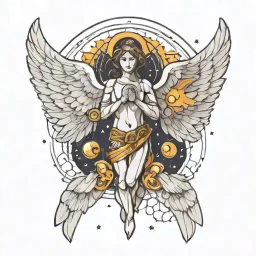 space angel wings symmetrical holy transparent background tattoo design idea