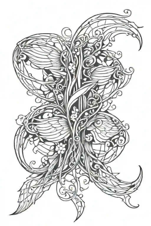 Space Angel Wings Symmetrical tattoo intertwined vines tattoo design idea