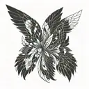 space angel wings symmetrical holy transparent background tattoo design idea