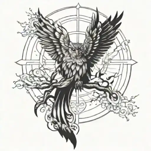 Greek mythology themed tattoo incorporating elements like Zeus's lightning bolt or Athena's owl tattoo design idea