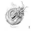 dragon rising from fire tattoo design idea