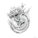 dragon rising from fire tattoo design idea