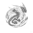 dragon rising from fire tattoo design idea